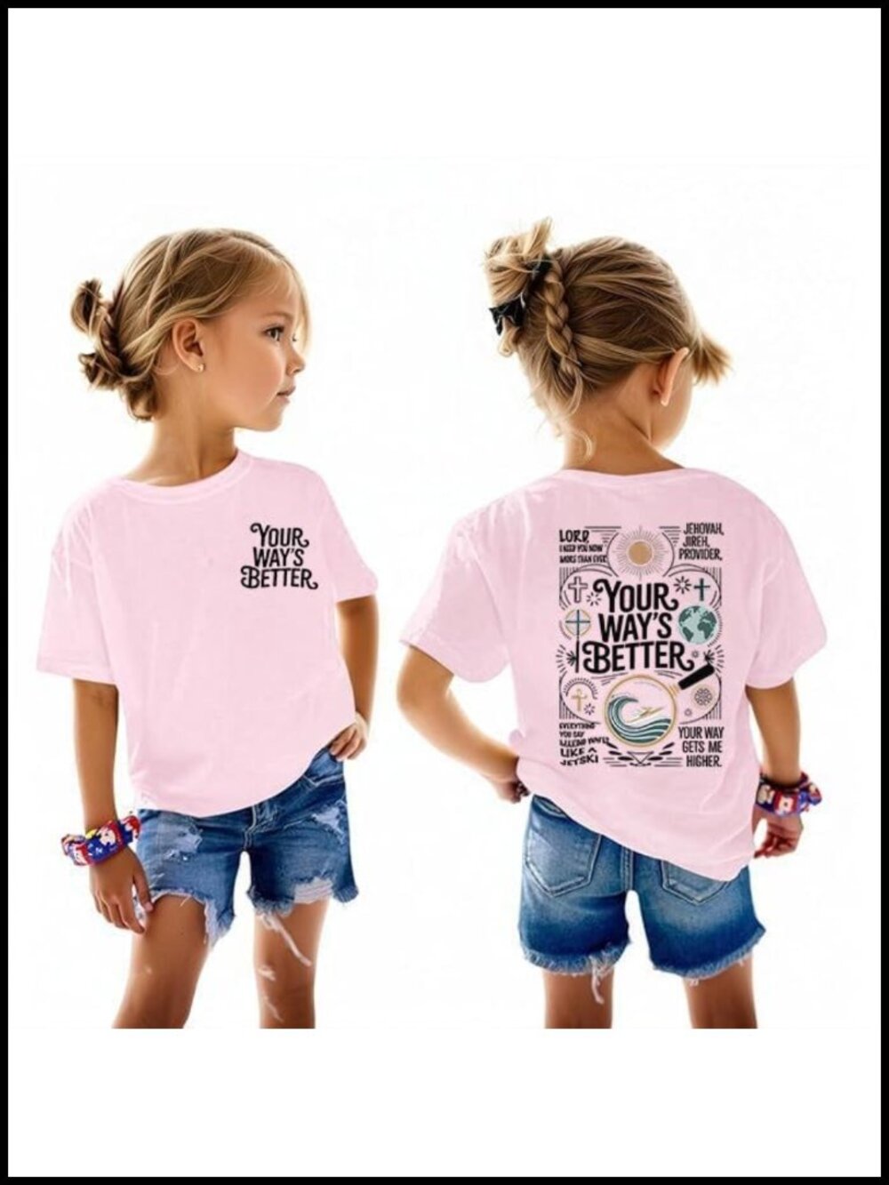 Girls Christian Faith T-Shirt Jesus Religious Top Crew Neck Tee